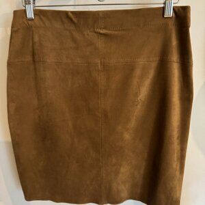 MAX Studio Skirt Washable Vegan Suede Burnt Brown Medium Petite MP